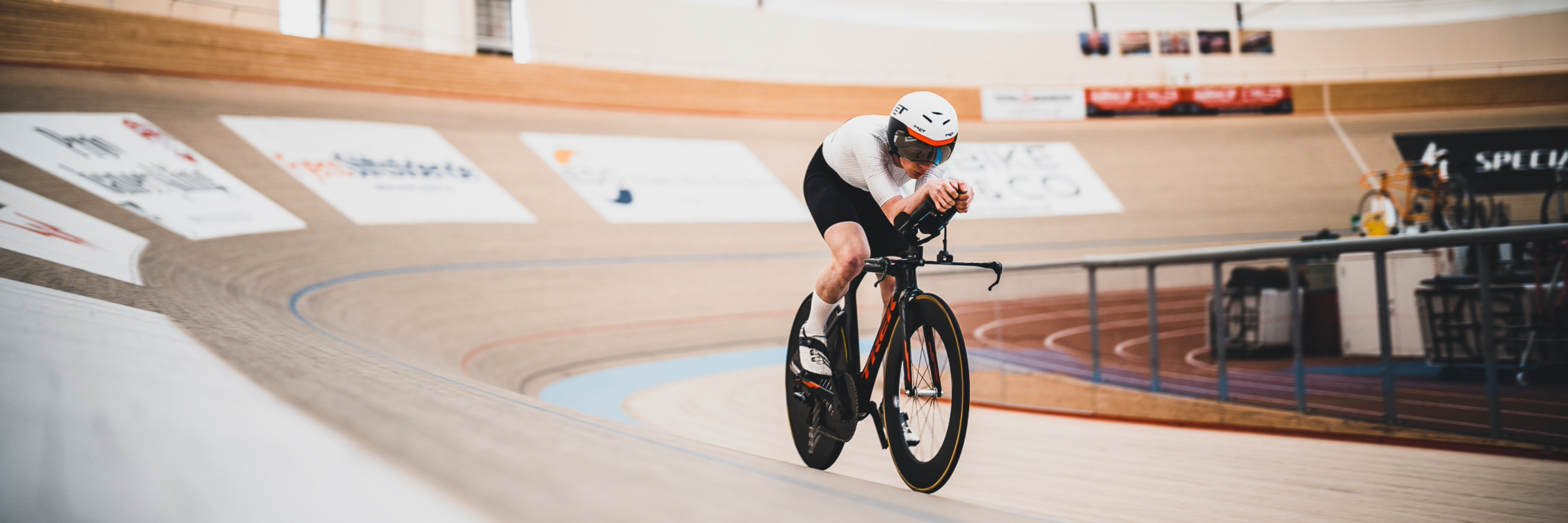 aerodynamic velodrome cyclist using aerosensor cycling system in Denmark